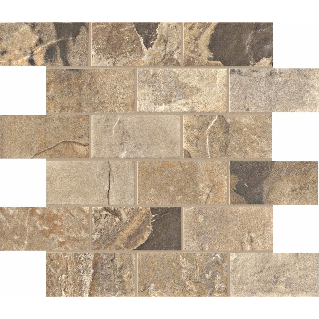 Unicom Starker Natural Slate Autumn Brick Mosaic 30 x 30cm