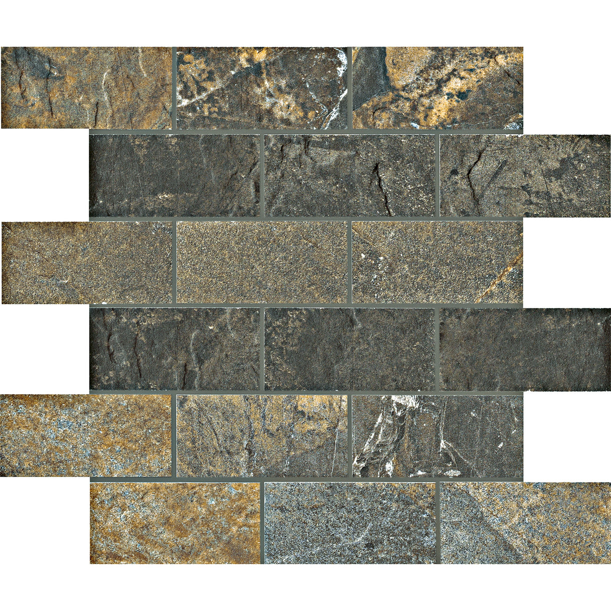 Unicom Starker Natural Slate Multicolour Brick Mosaic 30 x 30cm