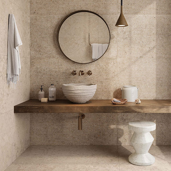 ABK Poetry Stone Carving Ecru Rett Tile 60 x 120cm