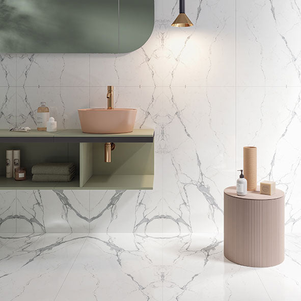 ABK Sensi Signoria Statuario Light Rett Bookmatch Tiles