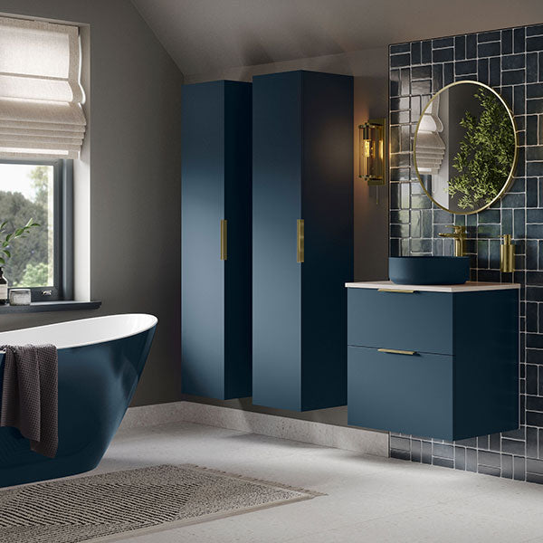 Tabo Milan Matt Deep Blue Wall Hung 2 Drawer Basin Unit 590mm