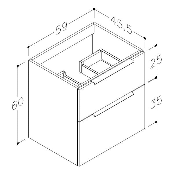 Tabo Milan Matt White Wall Hung 2 Drawer Unit & Basin 610mm