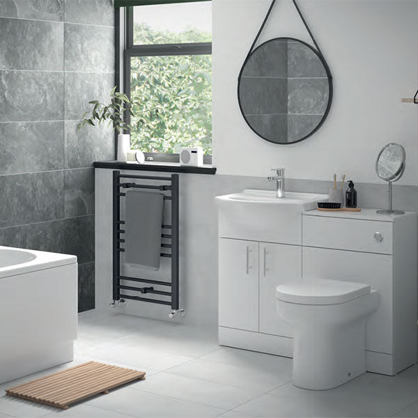 Tabo Penny Matt Black Mirror with Strap 600 x 600mm