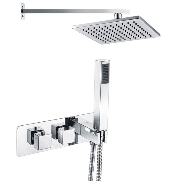 Tabo Vanti 2 - Two Outlet Twin Shower Valve with Handset & Brass Overhead Kit