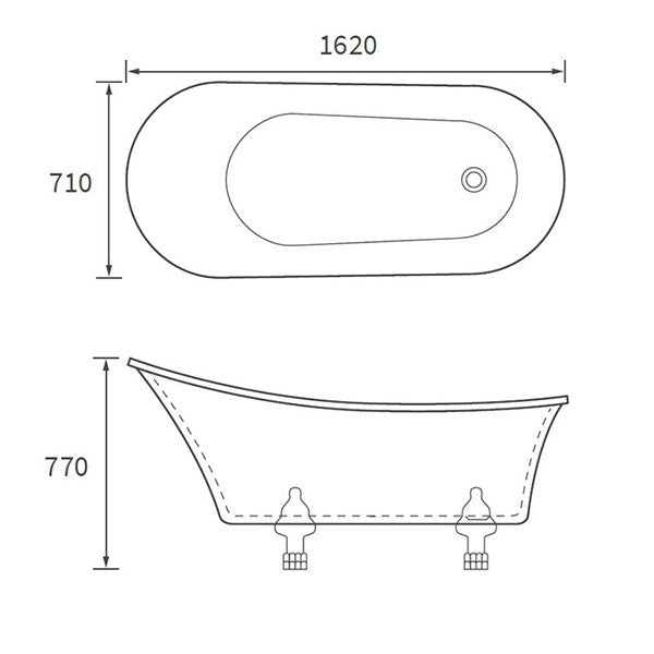 Apollo Chancery Freestanding Bath 1620 x 700 x 770mm
