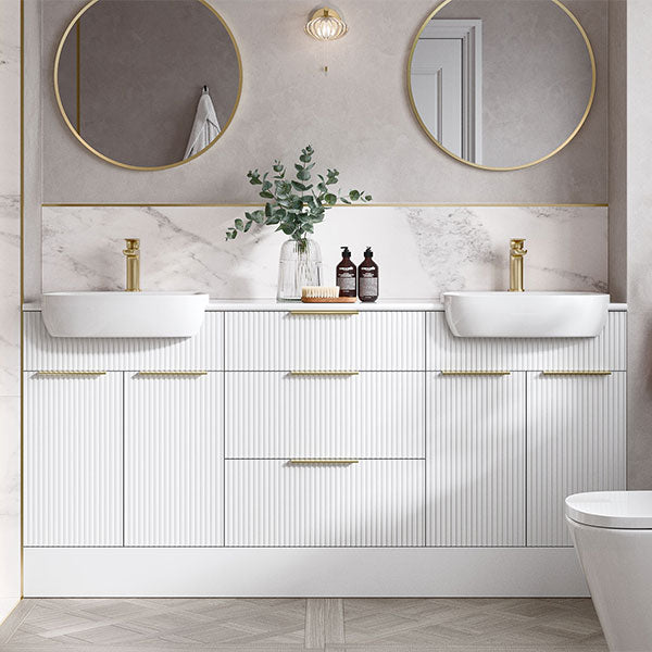 Tabo Moon Brushed Brass Round Mirrors