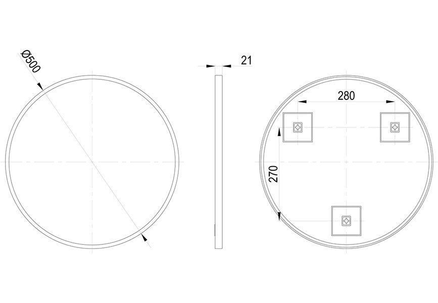 Tabo Moon Matt Black Round Mirror 500 x 500mm