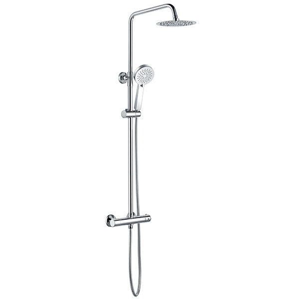 Tabo Marina Chrome Round Thermostatic Bar Mixer Shower with Riser & Overhead Kit