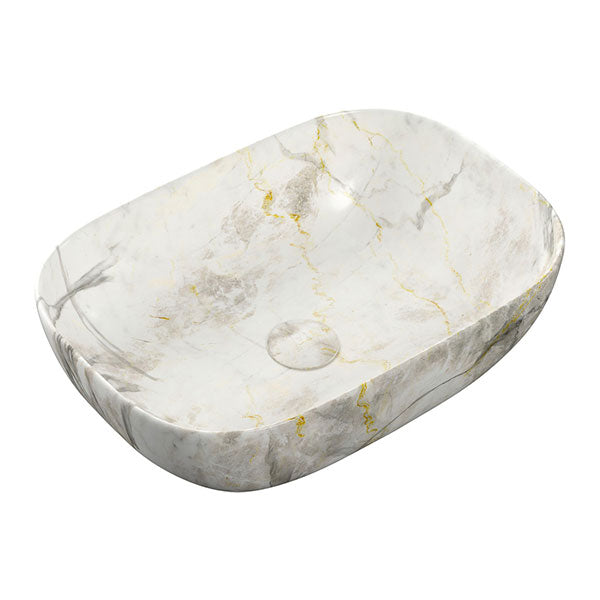 Apollo Nelson White Marble Effect Washbowl 460 x 330mm