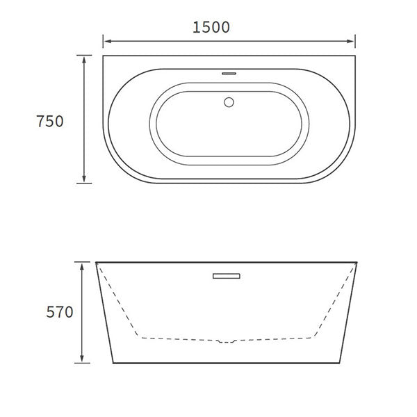 Apollo Newbury Freestanding Bath 1500 x 750 x 570mm
