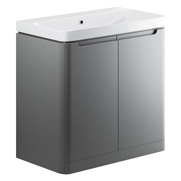 Tabo Magenta Matt Grey Floor Standing 2 Door Cloakroom Basin Unit 800mm