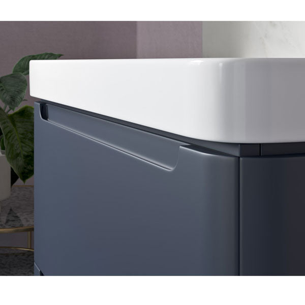 Tabo Magenta Matt Indigo Wall Hung 2 Drawer Cloakroom Basin Unit