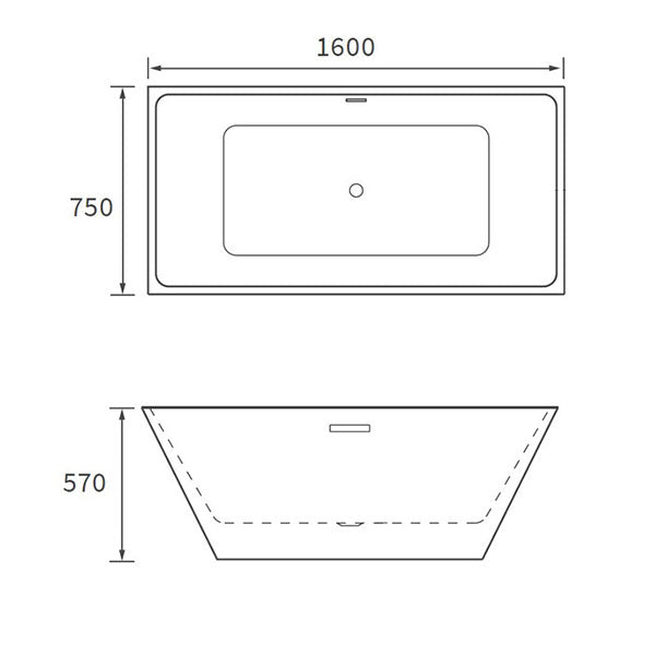 Apollo Paddington Freestanding Bath 1600 x 750 x 570mm