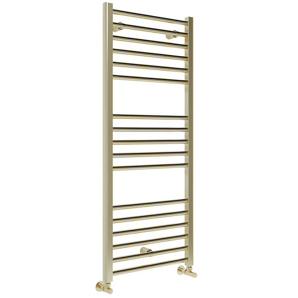 Tabo Forma Straight Ladder Brushed Brass Radiator (smaller size pictured)