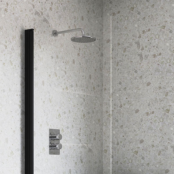 Tabo Single Straight Black Bath Screen