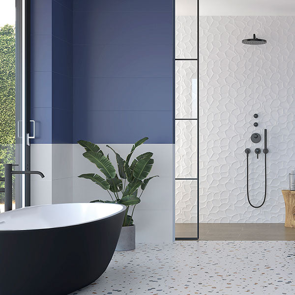 Azulev Colours Leaf White Relief Tiles