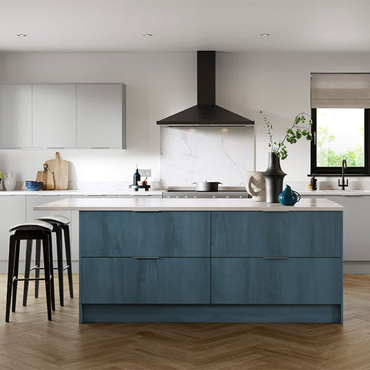 BA Zurfiz Supermatt Croma Blue & Supermatt Light Grey Kitchen