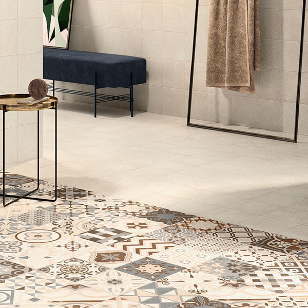 Casalgrande Opus Beige Tiles (pictured with Cementina Multicolor Beige)