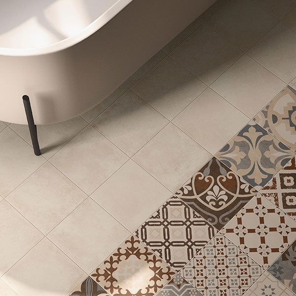 Casalgrande Opus Beige Tiles (pictured with Cementina Multicolor Beige)