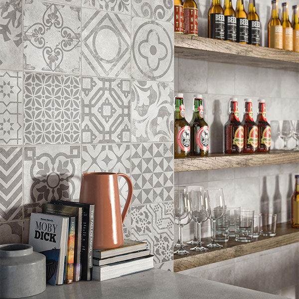 Casalgrande Opus Grigio Tiles (with Cementina Multicolor Grigio Mix)