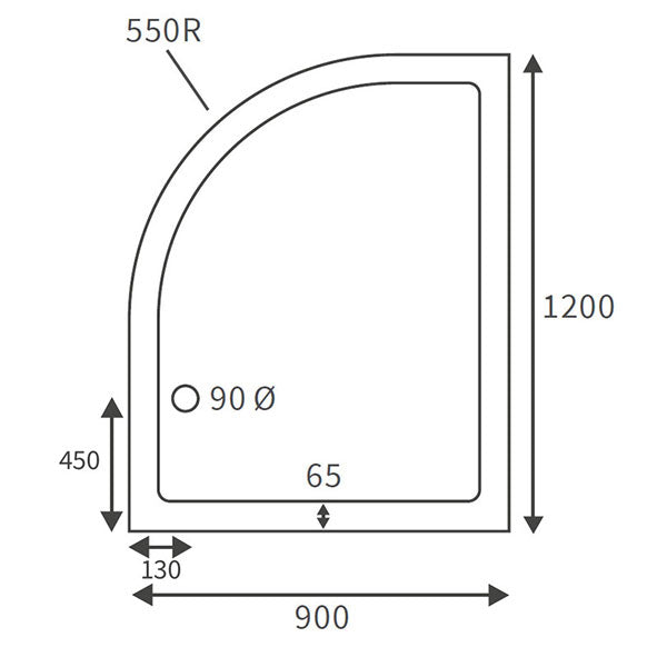 Splash Low Profile Offset Quadrant Tray & Waste (LH) 1200 x 900mm