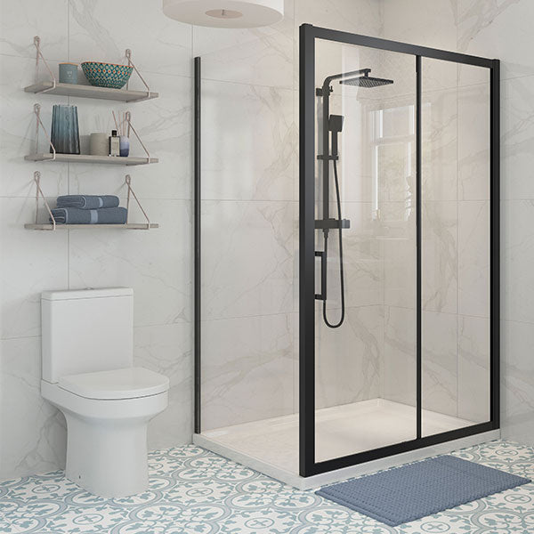 Splash Modo Black Sliding Door (shown with a side panel)