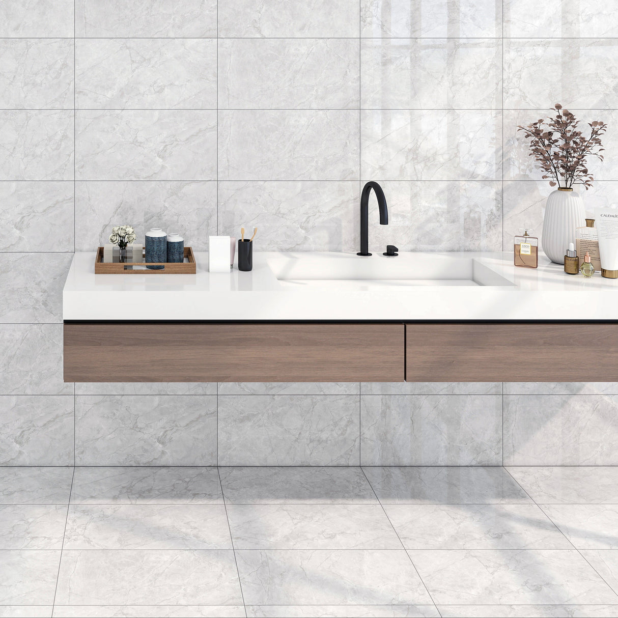 Allegro Light Grey Polished Tiles