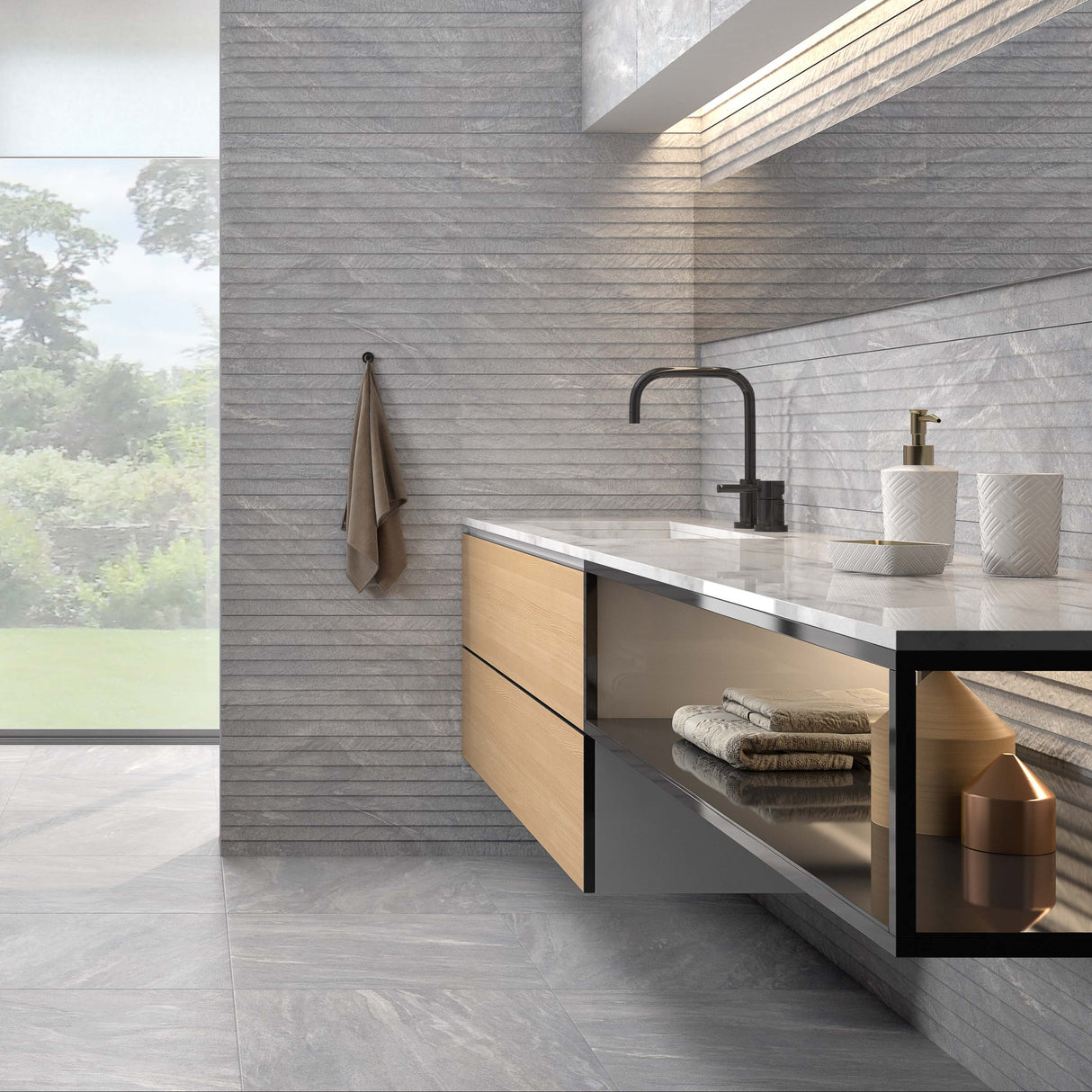 Slate Shutter Silver Matt Decor Tiles