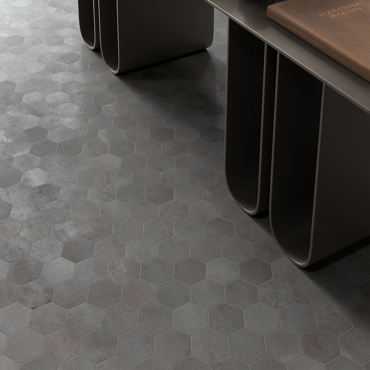 Casalgrande Fusion Graphite Mosaico Esagoni decor tiles