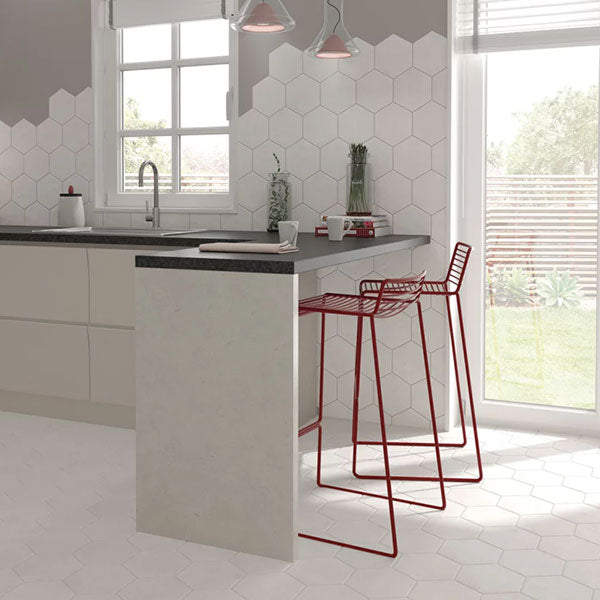 Hexatile Concrete White Tile 17.5 x 20cm