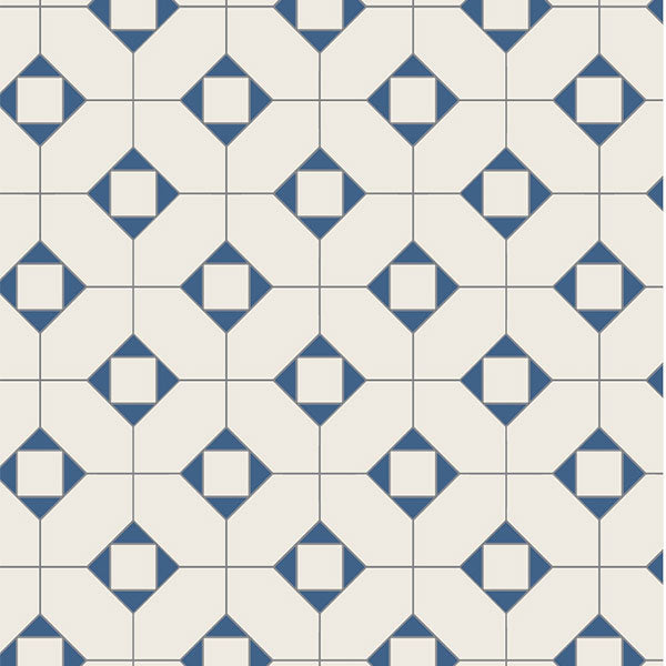 Huntingdon pattern in Dover White & Pugin Blue