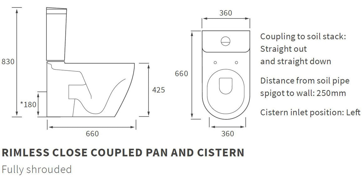 Kew Rimless C/C Fully Shrouded WC & Soft Close Seat