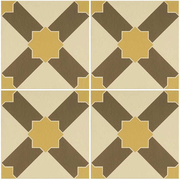 Odyssey Alhambra Summer Yellow and Regency Bath on White Tiles, pattern repeat