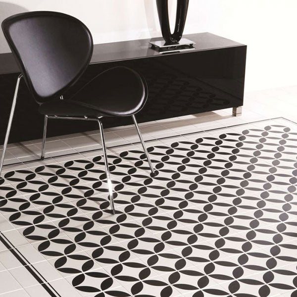 Odyssey Bavaria Black on Dover White Tiles