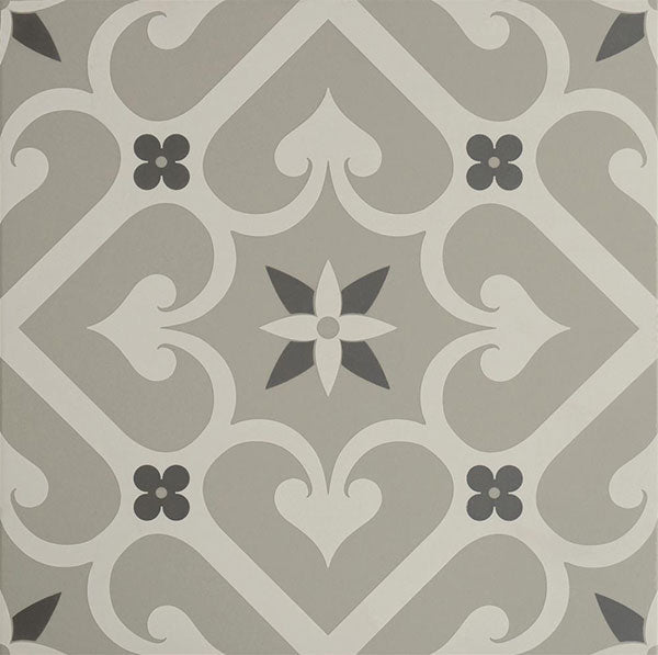 Odyssey Epoque White & Dark Grey on Grey 29.8 x 29.8cm