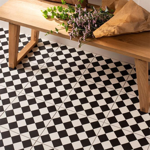 Odyssey Harlequin Small Black on Chalk Tiles
