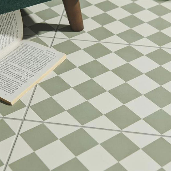 Odyssey Harlequin Small Green on Chalk Tile