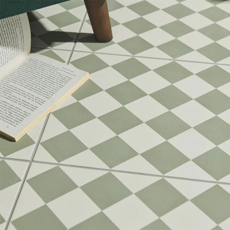 Odyssey Harlequin Small Green on Chalk Tile