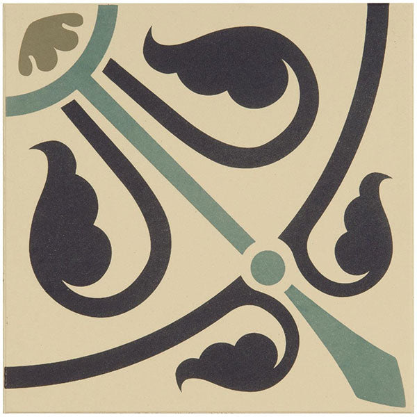 Odyssey Phoenician Dublin, Dark Blue and Dark Jade on White Tile