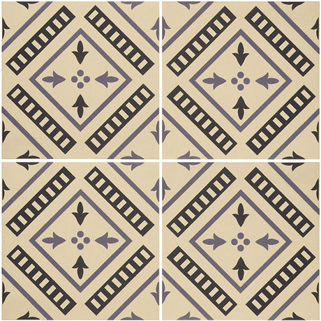 Odyssey Pompeii Indigo and Dark Blue on White Tiles, repeat pattern