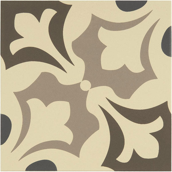 Odyssey Rococo Light Blue, Light Grey and Dark Grey on White Tile