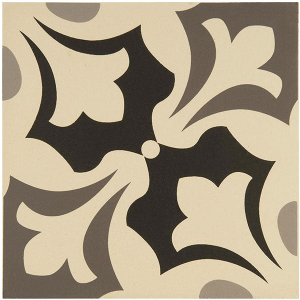 Odyssey Rococo Light Grey, Dark Grey and Black on White Tile