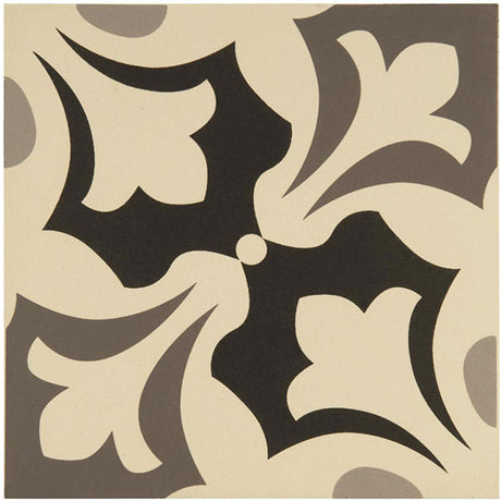 Odyssey Rococo Light Grey, Dark Grey and Black on White Tile