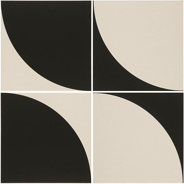 Odyssey Tao 2 Black on Dover White Tiles x 2, Tao 1 Black on Dover White Tiles x 2