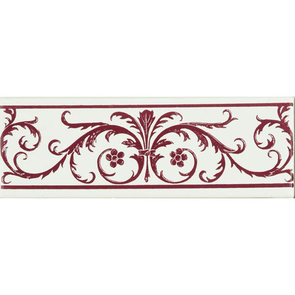 Original Style Acanthus Burgundy Border Tile