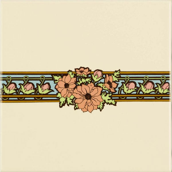 Original Style Alphonse Mucha Evening Reverie Border Tile