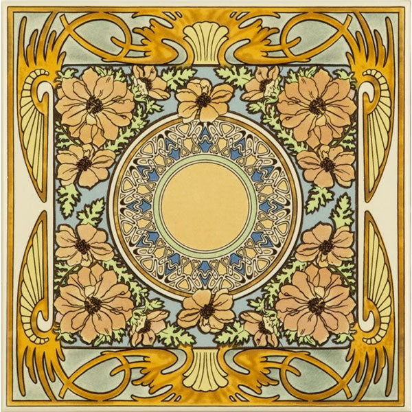 Original Style Alphonse Mucha Evening Reverie Single Floral Tile
