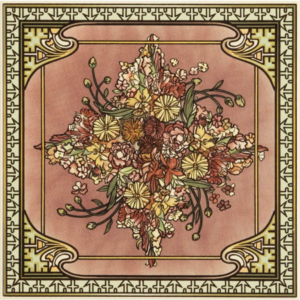 Original Style Alphonse Mucha Spring Single Floral Tile