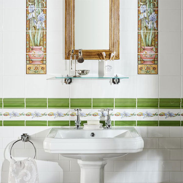 Original Style Blue Iris Half Border Tile