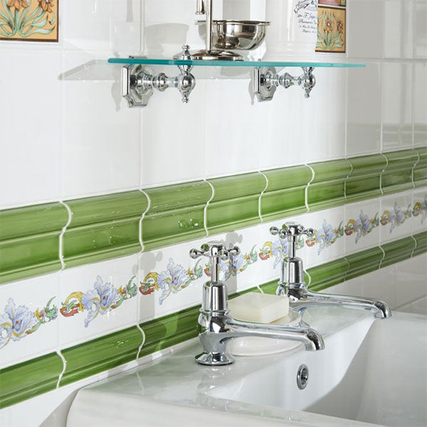 Original Style Blue Iris Half Border Tile